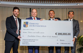 Edmond de Rothschild Monaco donates 200,000 euros to the Prince Albert II Foundation of Monaco